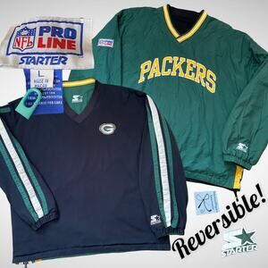 Starter NFL ProLine Green Bay Packers Reversible Pullover Men Sz L